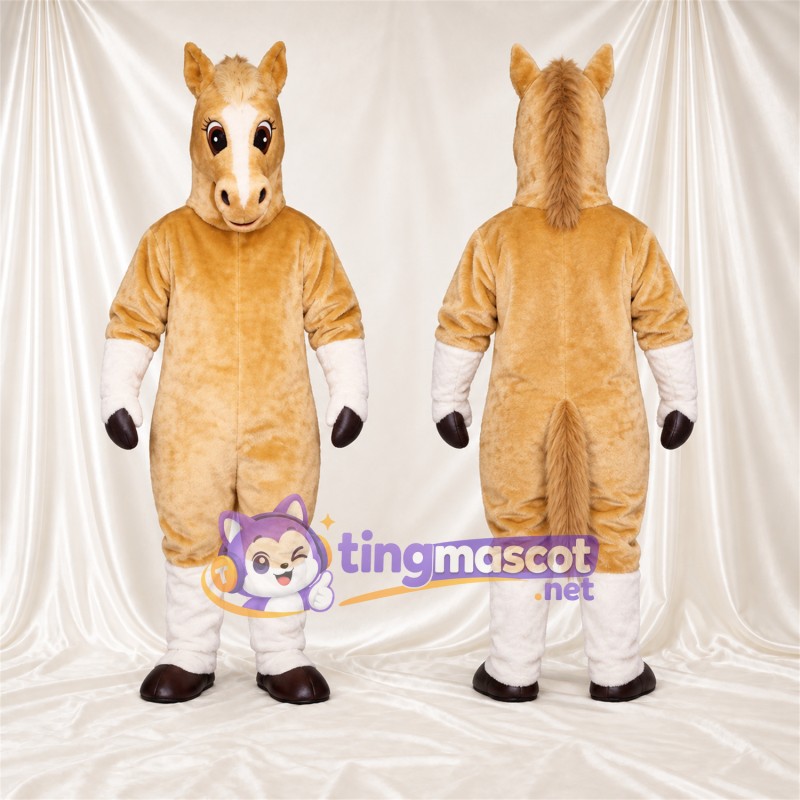 Costume de mascotte Cheval – brun clair – Bas des jambes (blanc)