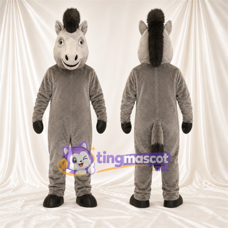 Costume de mascotte Cheval – gris – Crinière (noir)