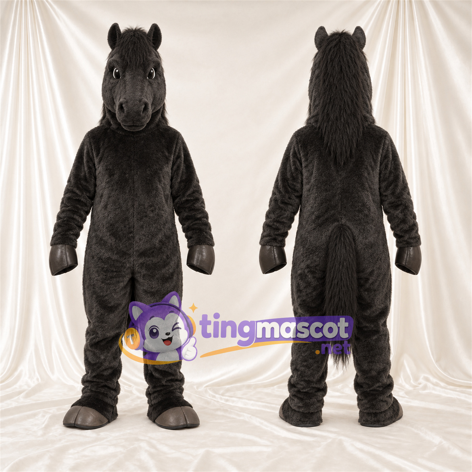 Costume de mascotte Cheval – gris foncé Costume de mascotte Cheval – gris foncé