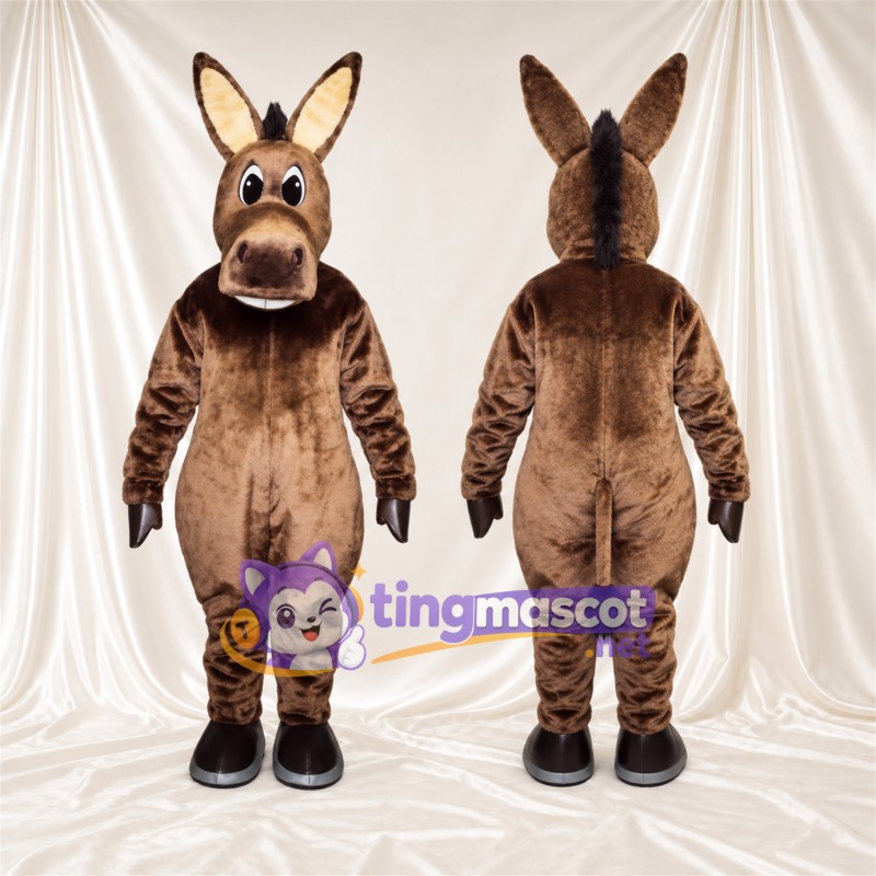 Costume de mascotte Âne – marron – Crinière (noir); Sabots (noir)