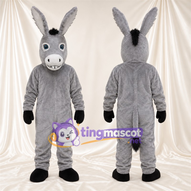Costume de mascotte Âne – gris – Gants (noir); Museau (blanc)