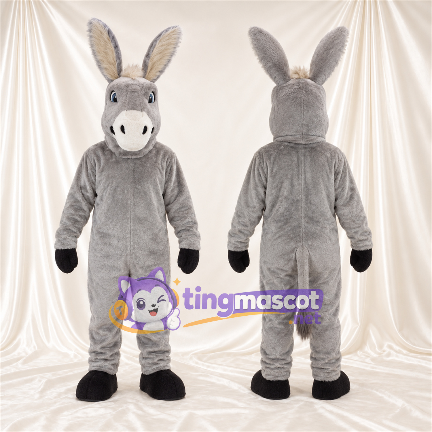 Costume de mascotte Âne – gris – Museau (blanc) Costume de mascotte Âne – gris – Museau (blanc)