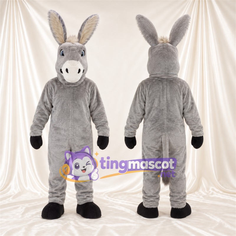 Costume de mascotte Âne – gris – Museau (blanc)