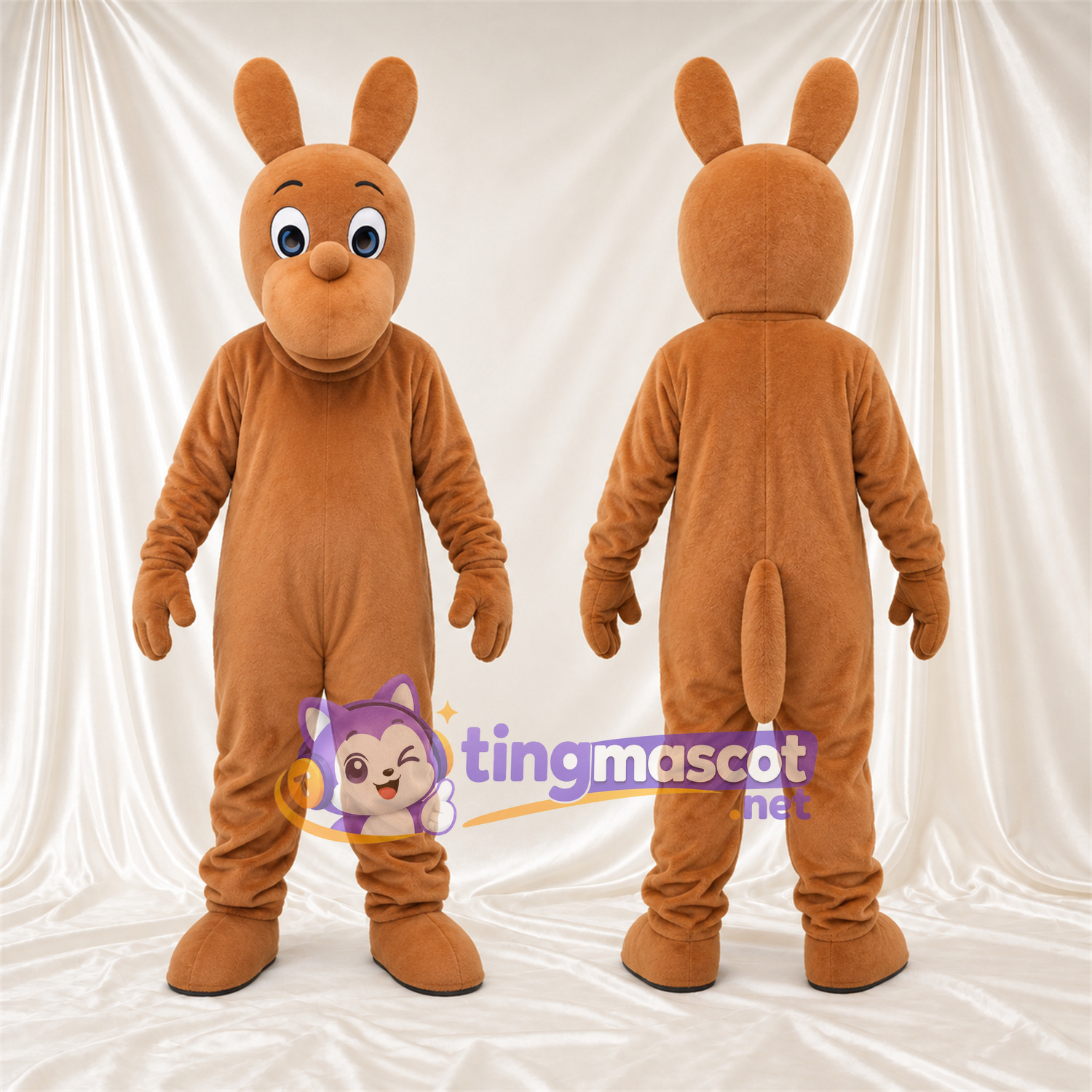 Costume de mascotte Kangourou – marron – Longues oreilles Costume de mascotte Kangourou – marron – Longues oreilles