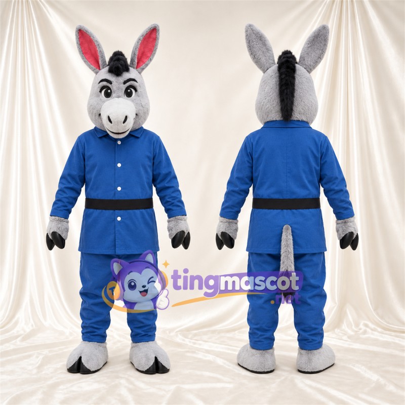 Costume de mascotte Âne – gris – Costume (bleu)