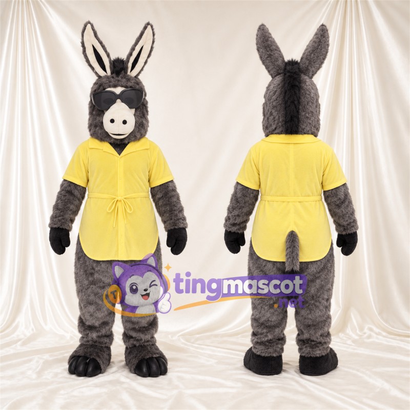 Costume de mascotte Âne – gris – Chemise (jaune); Lunettes de soleil