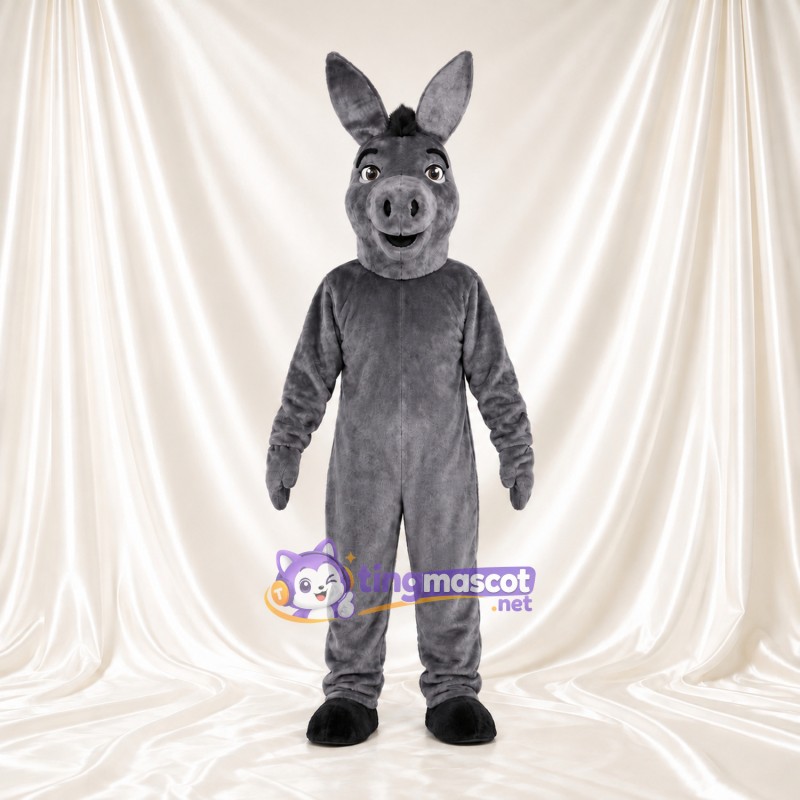 Maskottchenkostüm Esel – dunkelgrau – Schnauze (lächelnd); Hufe (schwarz) Maskottchenkostüm Esel – dunkelgrau – Schnauze (lächelnd); Hufe (schwarz)