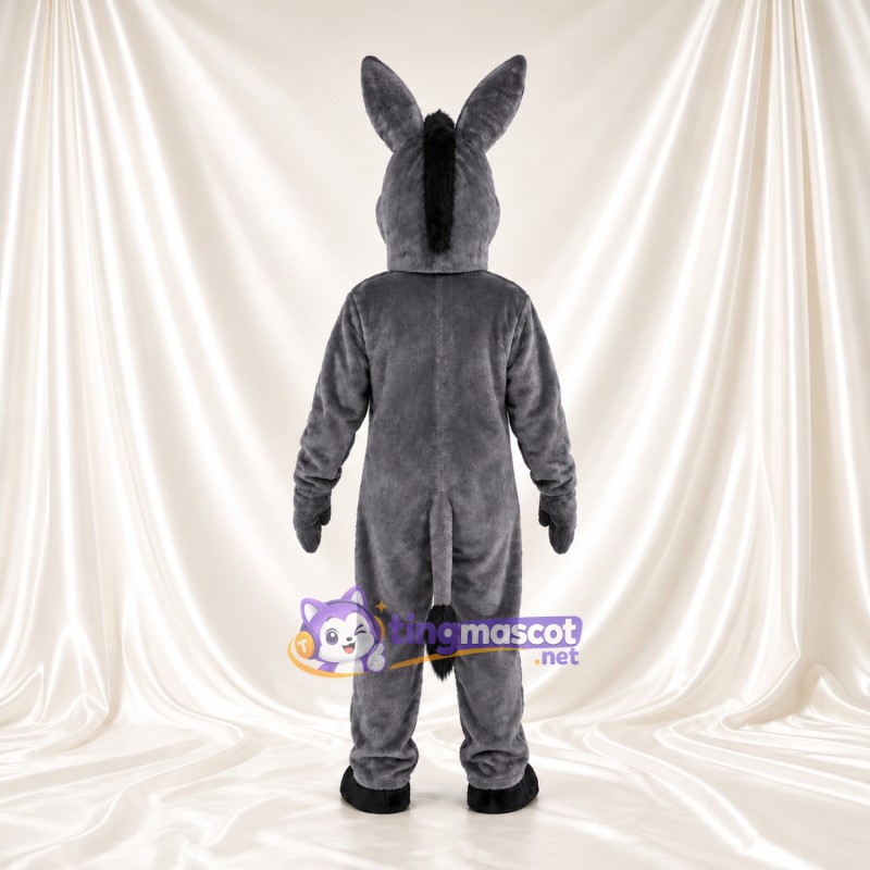 Maskottchenkostüm Esel – dunkelgrau – Schnauze (lächelnd); Hufe (schwarz) Maskottchenkostüm Esel – dunkelgrau – Schnauze (lächelnd); Hufe (schwarz)