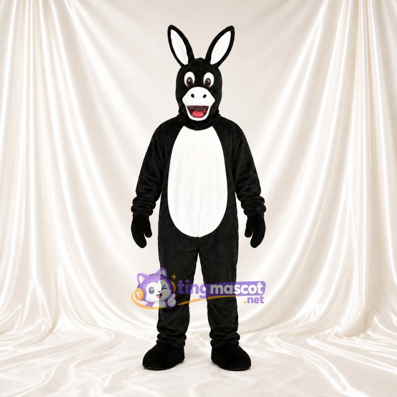 Black Donkey Mascot Costume - White Belly and Long Ears Black Donkey Mascot Costume - White Belly and Long Ears