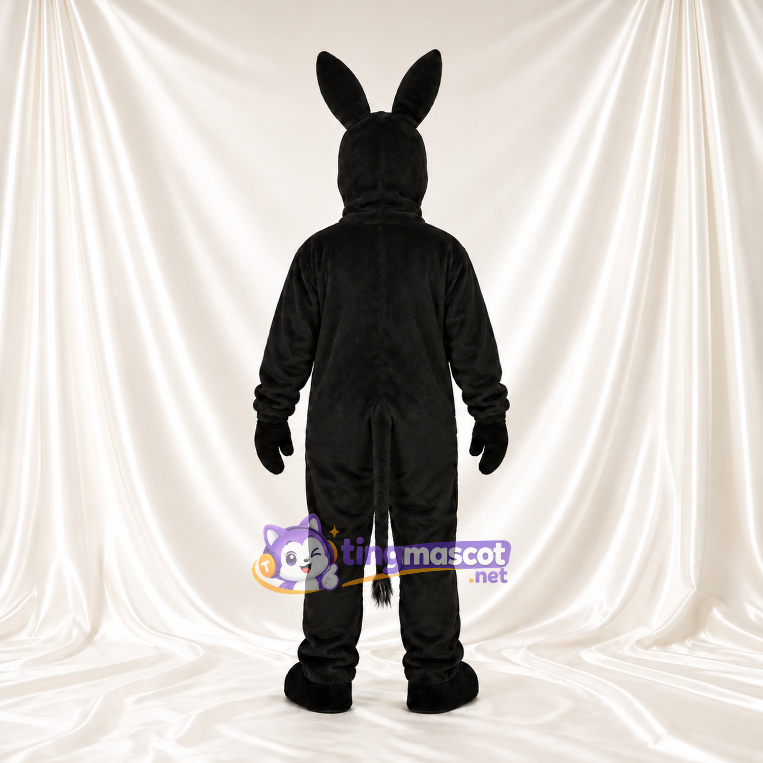 Black Donkey Mascot Costume - White Belly and Long Ears Black Donkey Mascot Costume - White Belly and Long Ears