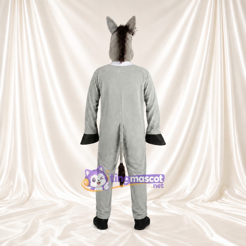 Costume de mascotte Âne – gris – Crinière (hirsute); Museau allongé Costume de mascotte Âne – gris – Crinière (hirsute); Museau allongé