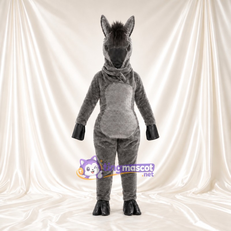 Maskottchenkostüm Esel – dunkelgrau – Schnauze (schmal); Hufe (schwarz) Maskottchenkostüm Esel – dunkelgrau – Schnauze (schmal); Hufe (schwarz)