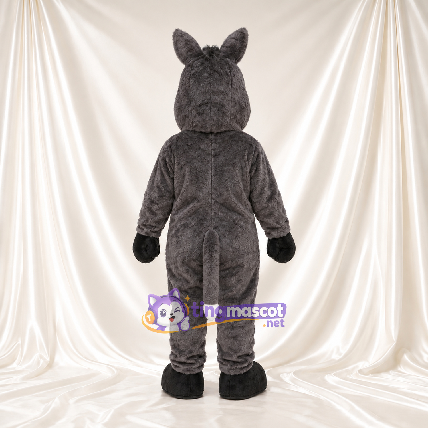 Maskottchenkostüm Esel – dunkelgrau – Schnauze (weiß); Bauch Maskottchenkostüm Esel – dunkelgrau – Schnauze (weiß); Bauch