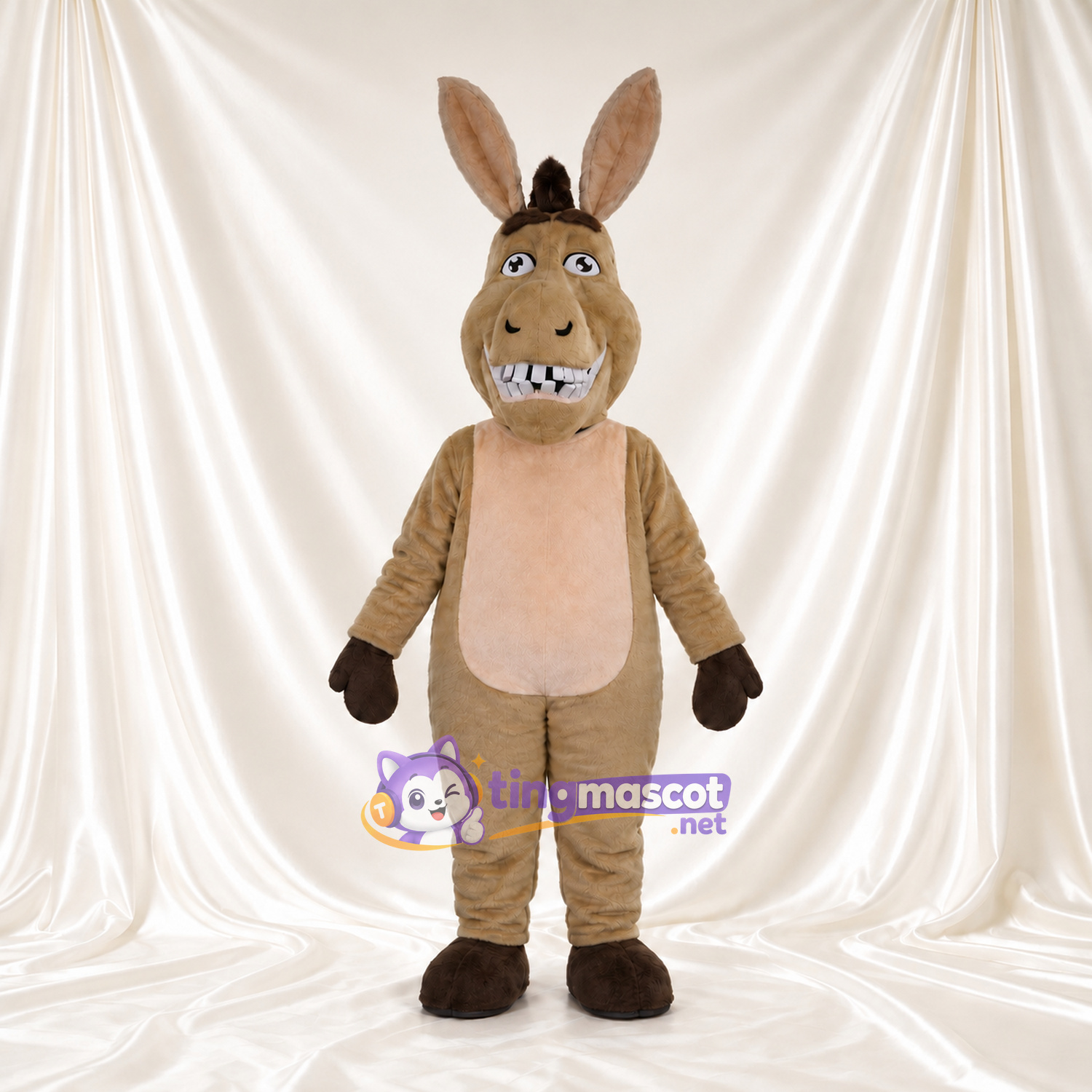 Costume de mascotte Âne – brun clair – Ventre (crème) Costume de mascotte Âne – brun clair – Ventre (crème)