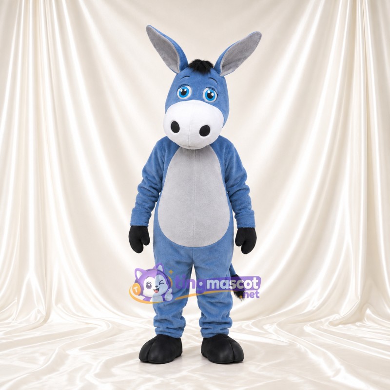 Blue Donkey Mascot Costume - White Belly and Black Hooves Blue Donkey Mascot Costume - White Belly and Black Hooves