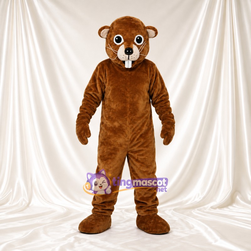 Costume de mascotte Castor – marron – Grandes incisives (blanc); Yeux (rond) Costume de mascotte Castor – marron – Grandes incisives (blanc); Yeux (rond)