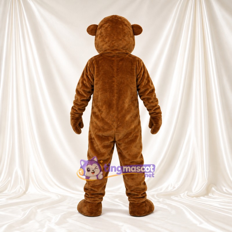 Costume de mascotte Castor – marron – Grandes incisives (blanc); Yeux (rond)