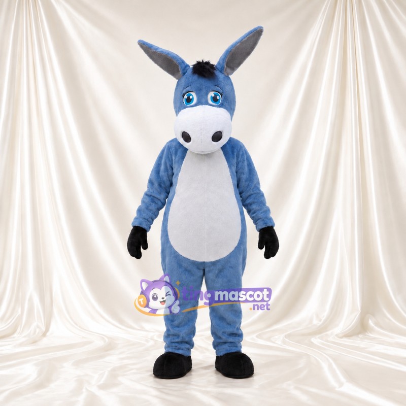 Blue Donkey Mascot Costume - Long Upright Ears and White Belly Blue Donkey Mascot Costume - Long Upright Ears and White Belly