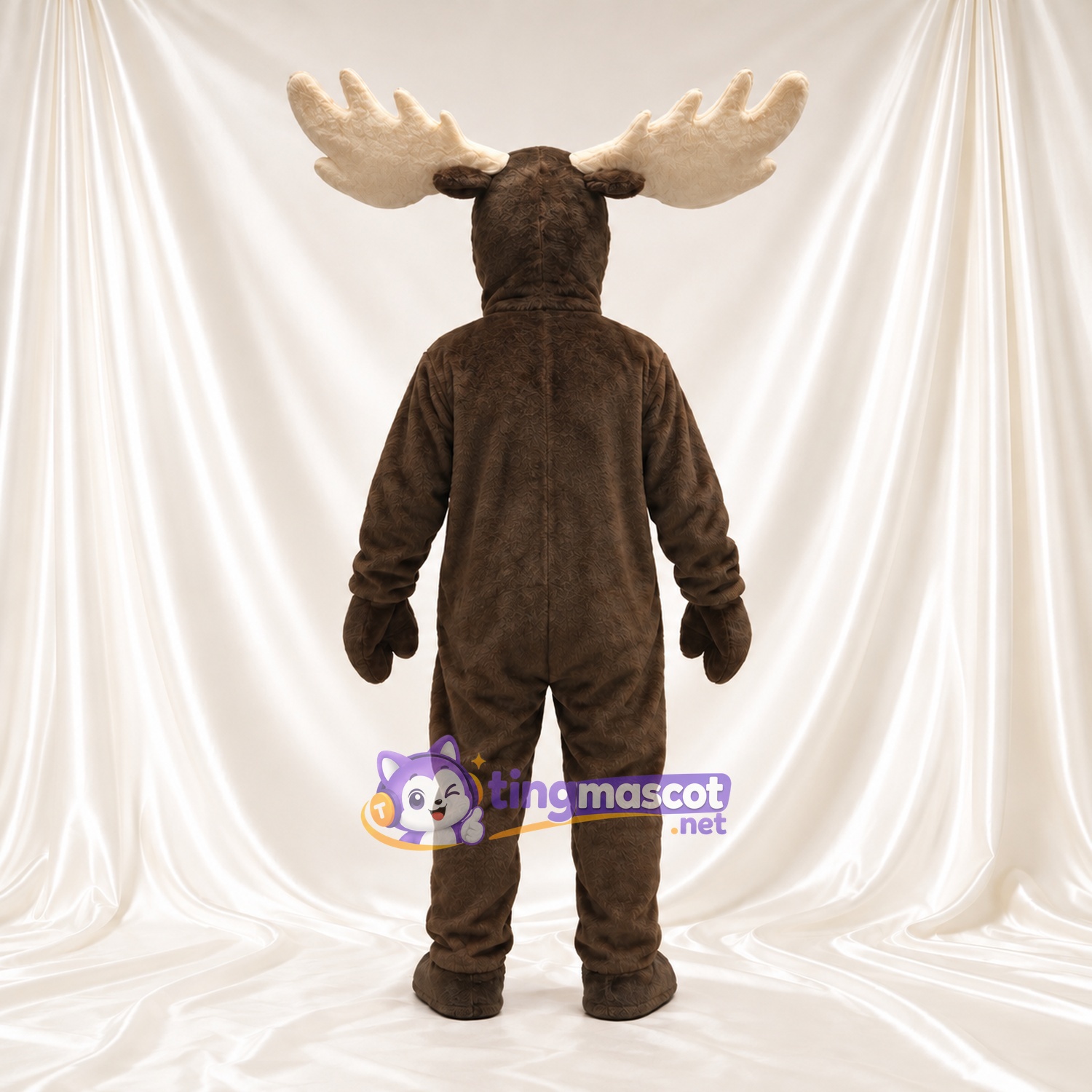 Costume de mascotte Élan – marron foncé – Bois (large, crème)