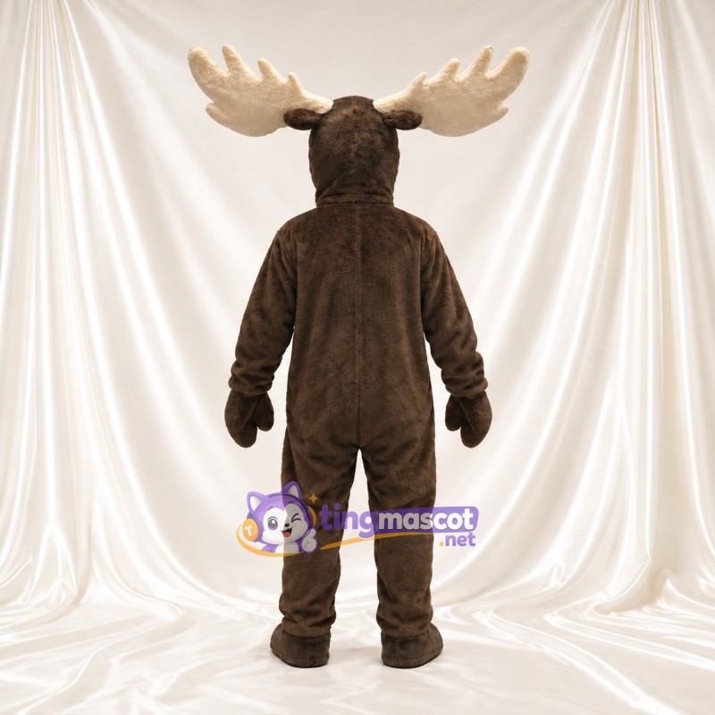 Costume de mascotte Élan – marron foncé – Bois (large, crème)