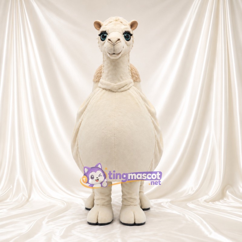 Costume de mascotte Chameau – blanc – Long cou; Corps arrondi Costume de mascotte Chameau – blanc – Long cou; Corps arrondi