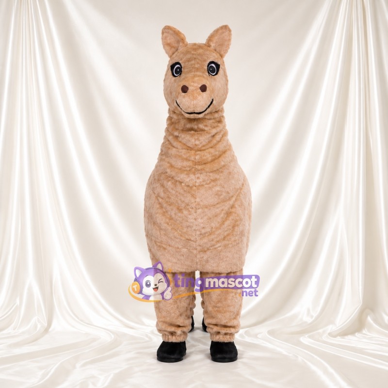 Beige Camel Mascot Costume - Long Neck and Black Hooves Beige Camel Mascot Costume - Long Neck and Black Hooves