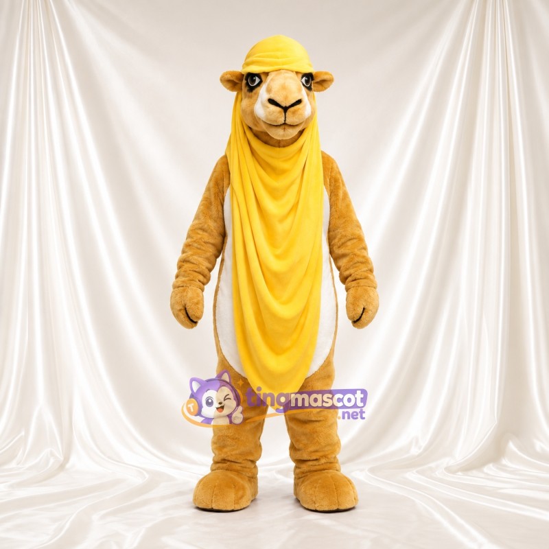 Costume de mascotte Chameau – doré – Foulard (jaune) Costume de mascotte Chameau – doré – Foulard (jaune)