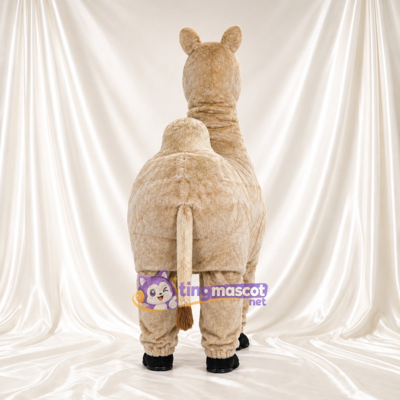 Beige Camel Mascot Costume - Long Neck and Four-Legged Body Beige Camel Mascot Costume - Long Neck and Four-Legged Body