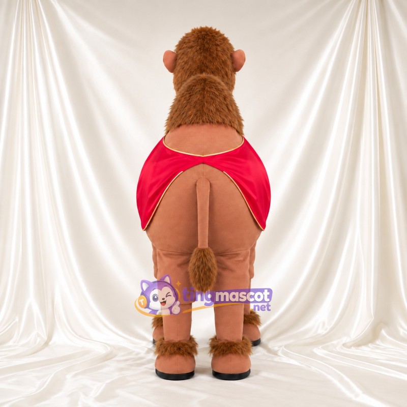 Brown Camel Mascot Costume - Red Cape and Shaggy Beard Brown Camel Mascot Costume - Red Cape and Shaggy Beard