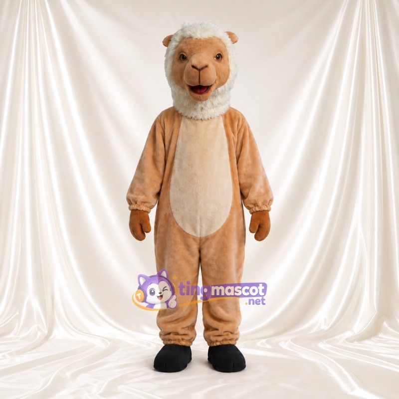 Costume de mascotte Chameau – brun clair – Barbe (blanc); Ventre (crème) Costume de mascotte Chameau – brun clair – Barbe (blanc); Ventre (crème)