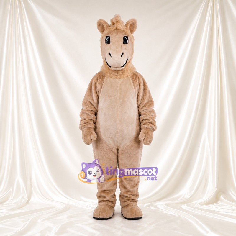 Beige Camel Mascot Costume - Pale Belly and Smiling Muzzle Beige Camel Mascot Costume - Pale Belly and Smiling Muzzle