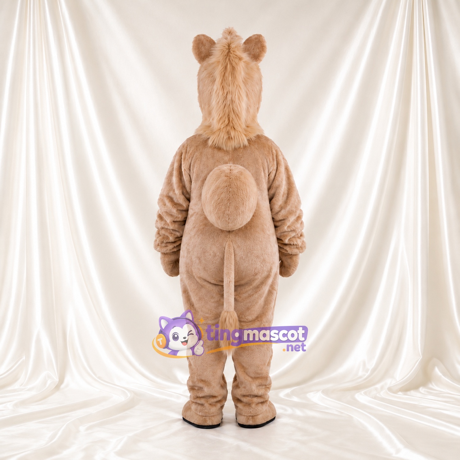 Beige Camel Mascot Costume - Pale Belly and Smiling Muzzle Beige Camel Mascot Costume - Pale Belly and Smiling Muzzle