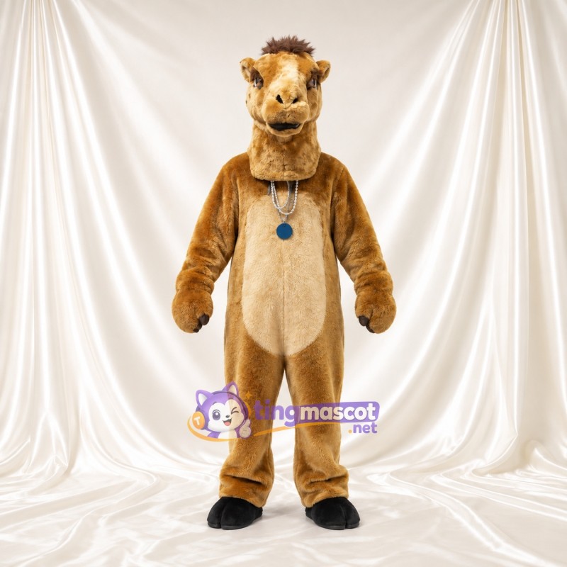 Brown Camel Mascot Costume - Cream Belly and Pendant Necklace Brown Camel Mascot Costume - Cream Belly and Pendant Necklace