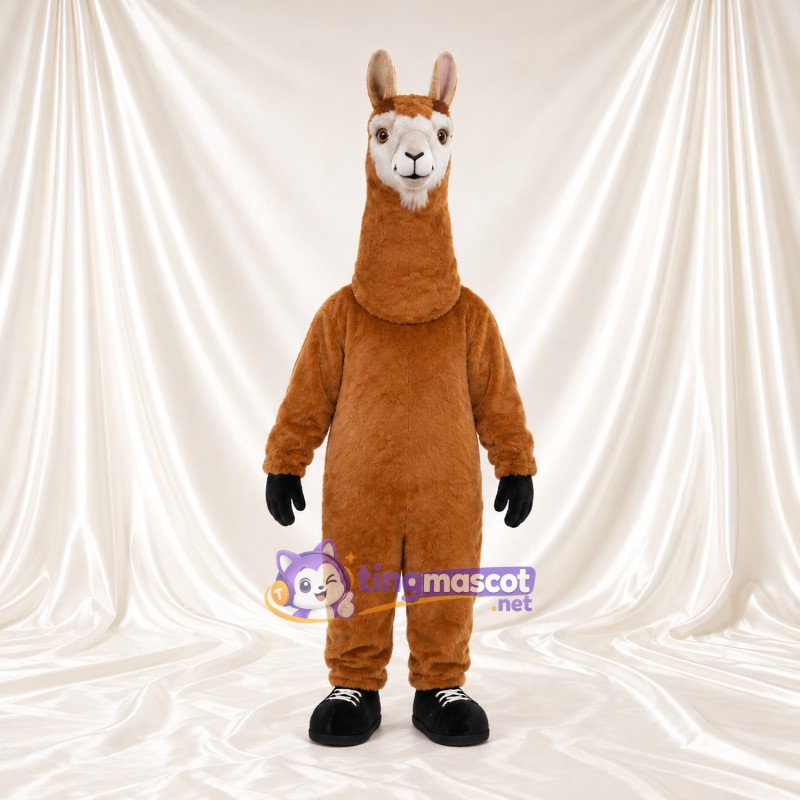 Maskottchenkostüm Lama – braun – Schnauze (weiß); Schuhe (schwarz) Maskottchenkostüm Lama – braun – Schnauze (weiß); Schuhe (schwarz)