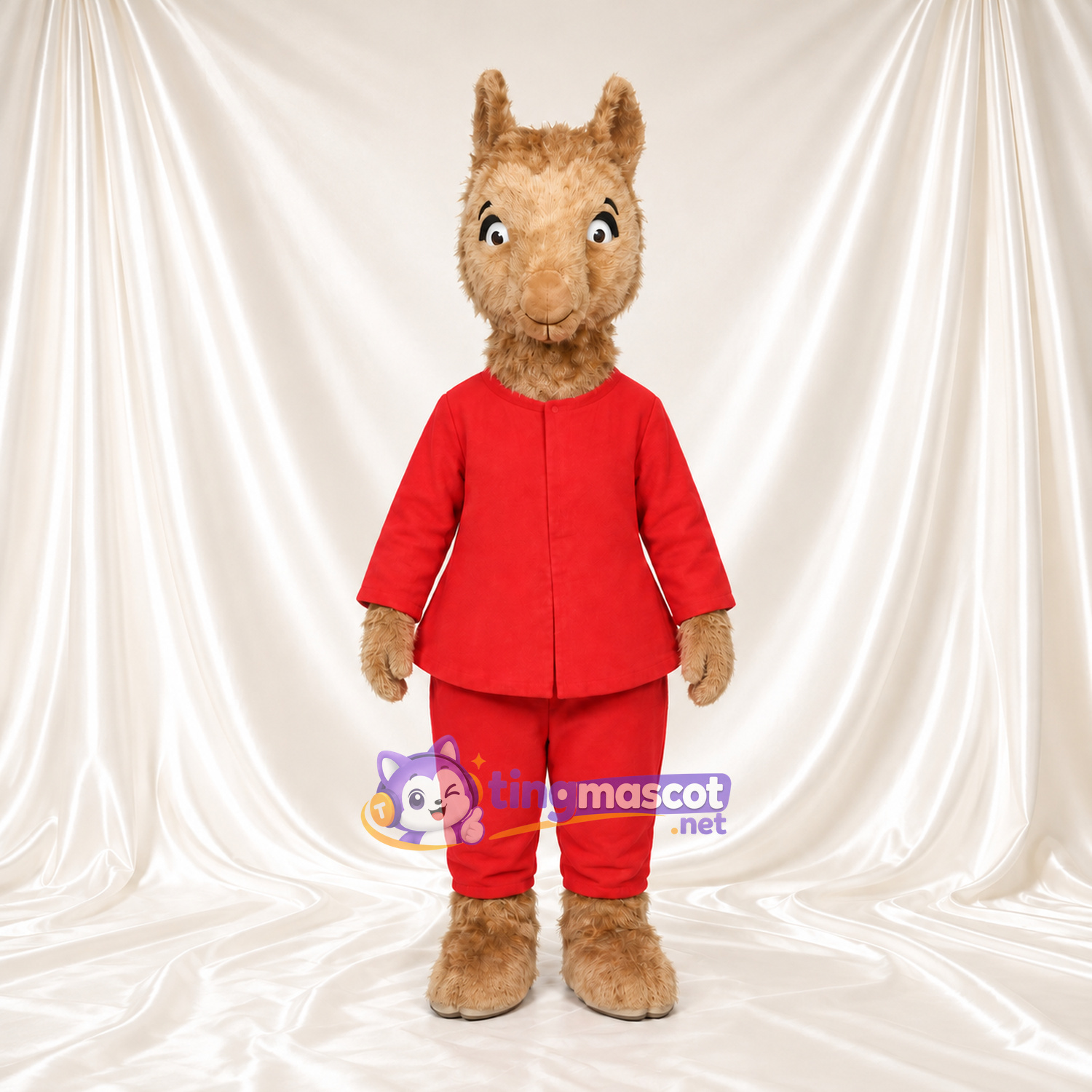 Maskottchenkostüm Llama Llama – wie abgebildet – Pyjamaoberteil (rot); Hose Maskottchenkostüm Llama Llama – wie abgebildet – Pyjamaoberteil (rot); Hose
