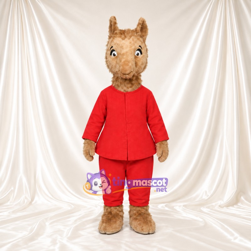 Maskottchenkostüm Llama Llama – wie abgebildet – Pyjamaoberteil (rot); Hose Maskottchenkostüm Llama Llama – wie abgebildet – Pyjamaoberteil (rot); Hose