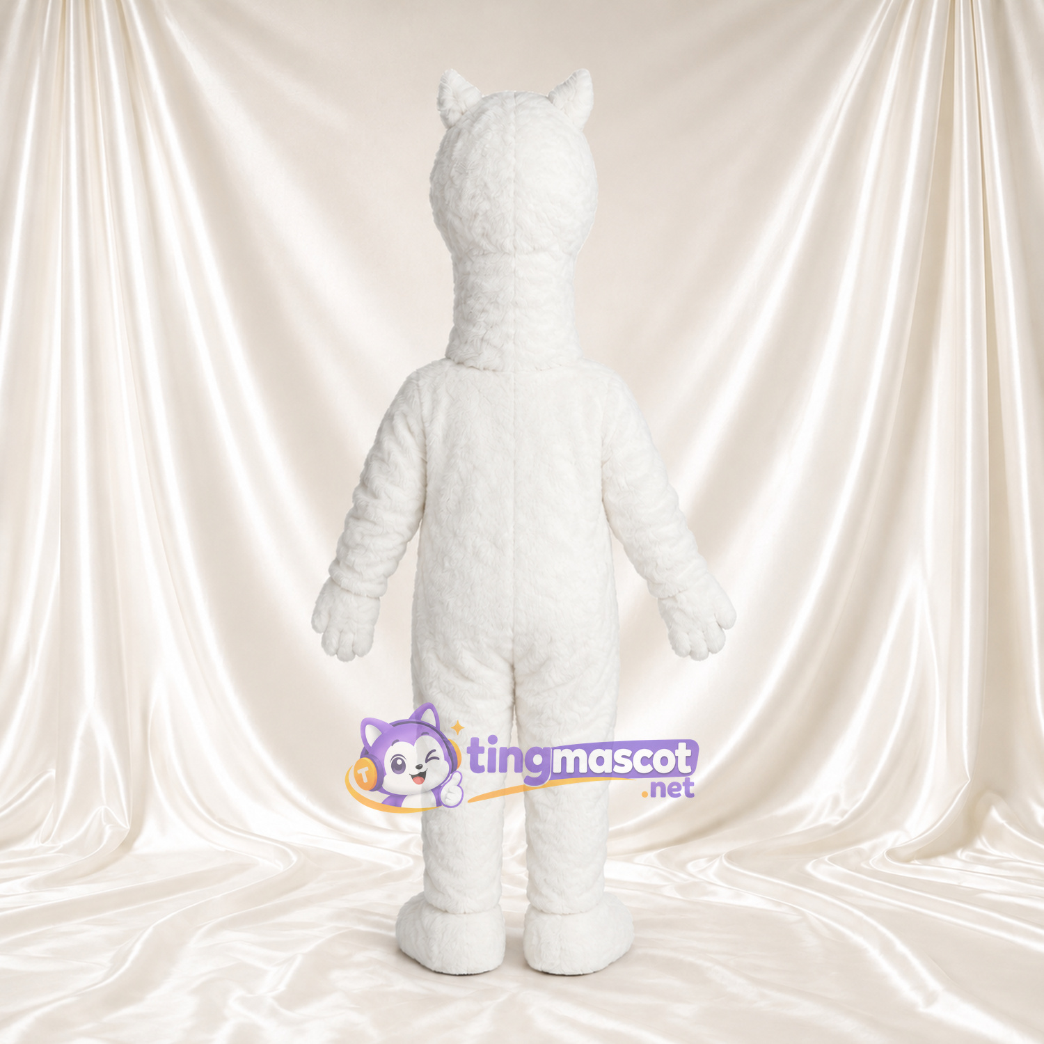 Costume de mascotte Alpaga – blanc – Tête (duveteux); Long cou Costume de mascotte Alpaga – blanc – Tête (duveteux); Long cou