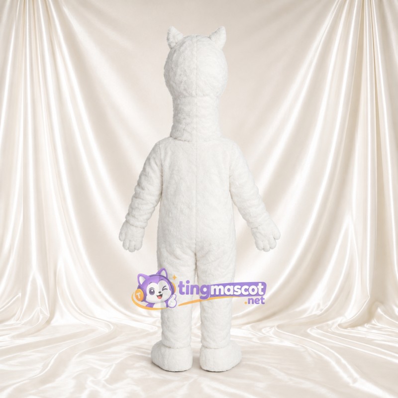 Costume de mascotte Alpaga – blanc – Tête (duveteux); Long cou Costume de mascotte Alpaga – blanc – Tête (duveteux); Long cou