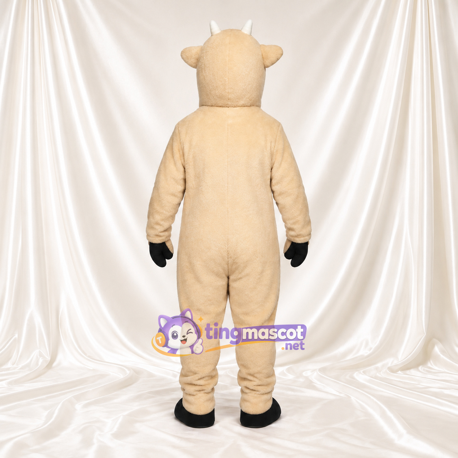 Beige Goat Mascot Costume - Small Horns and White Goatee Beige Goat Mascot Costume - Small Horns and White Goatee