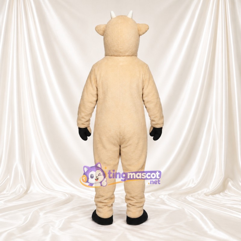 Beige Goat Mascot Costume - Small Horns and White Goatee Beige Goat Mascot Costume - Small Horns and White Goatee