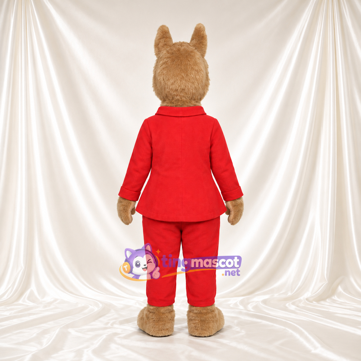 Maskottchenkostüm Llama Llama – wie abgebildet – Pyjamaoberteil mit Kragen (rot); Hose Maskottchenkostüm Llama Llama – wie abgebildet – Pyjamaoberteil mit Kragen (rot); Hose
