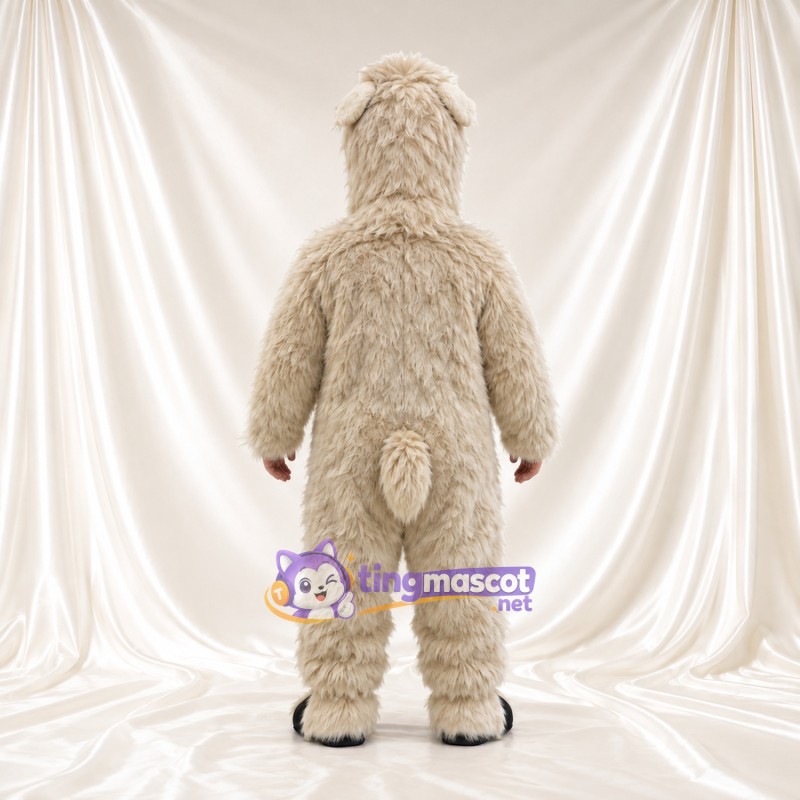 Costume de mascotte Alpaga – crème – Toison (hirsute); Sabots (noir) Costume de mascotte Alpaga – crème – Toison (hirsute); Sabots (noir)