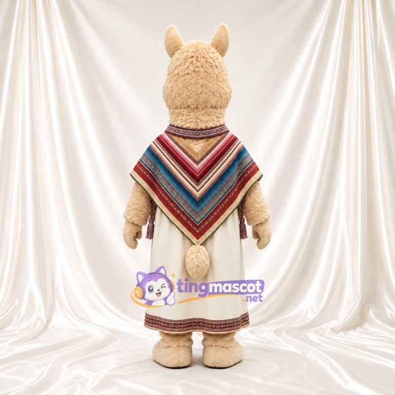 Maskottchenkostüm Lama – creme – Poncho (gestreift); Tunika (lang) Maskottchenkostüm Lama – creme – Poncho (gestreift); Tunika (lang)