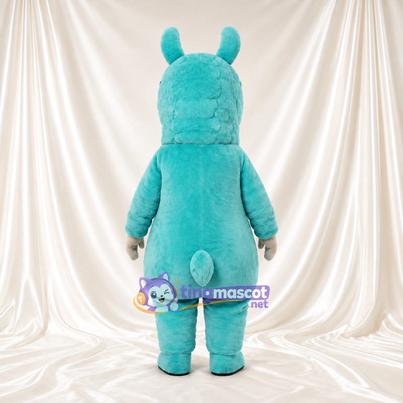 Costume de mascotte Lama – turquoise – Ventre; Yeux (grand) Costume de mascotte Lama – turquoise – Ventre; Yeux (grand)