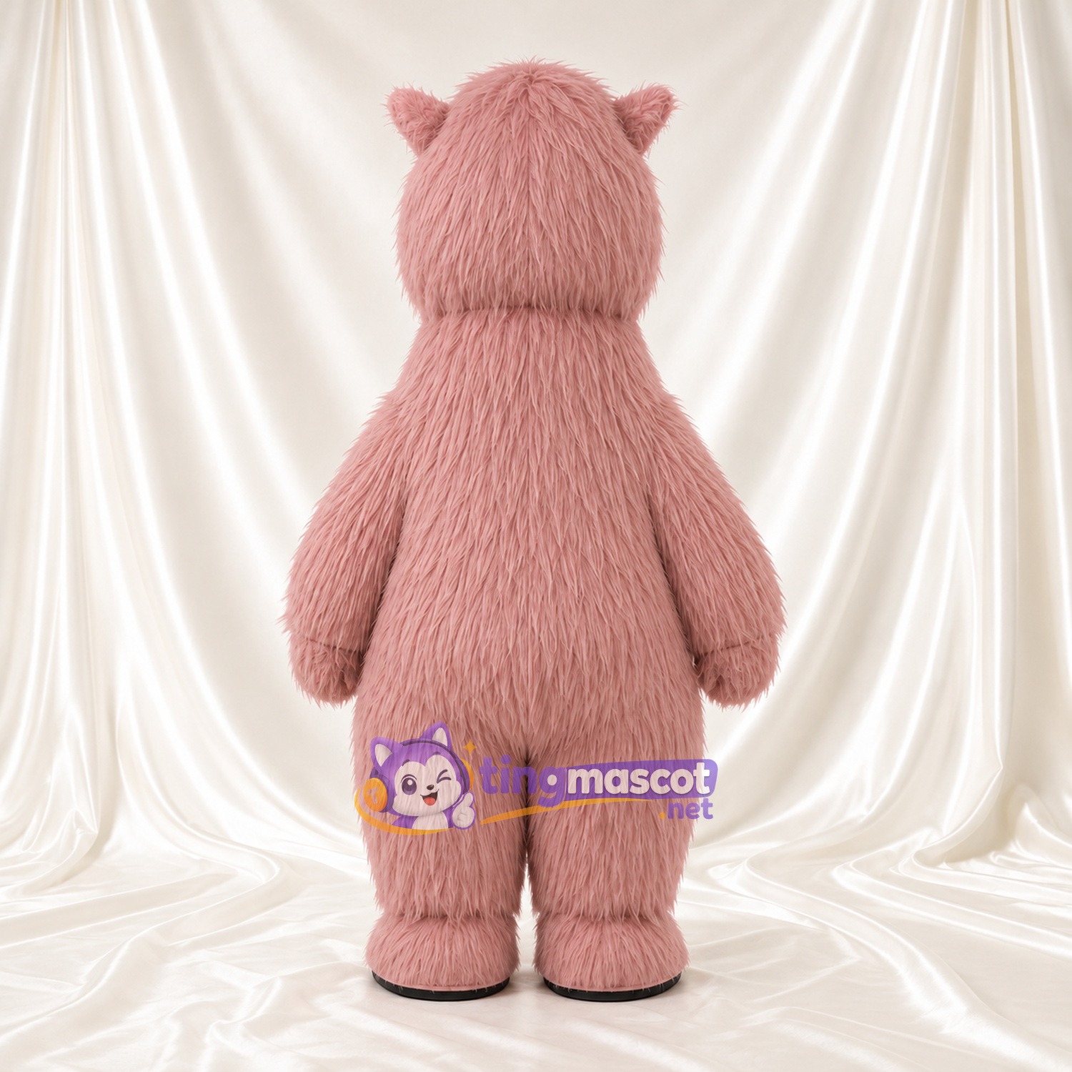 Maskottchenkostüm Alpaka – rosa – Gesicht (weiß); Kleine runde Ohren Maskottchenkostüm Alpaka – rosa – Gesicht (weiß); Kleine runde Ohren