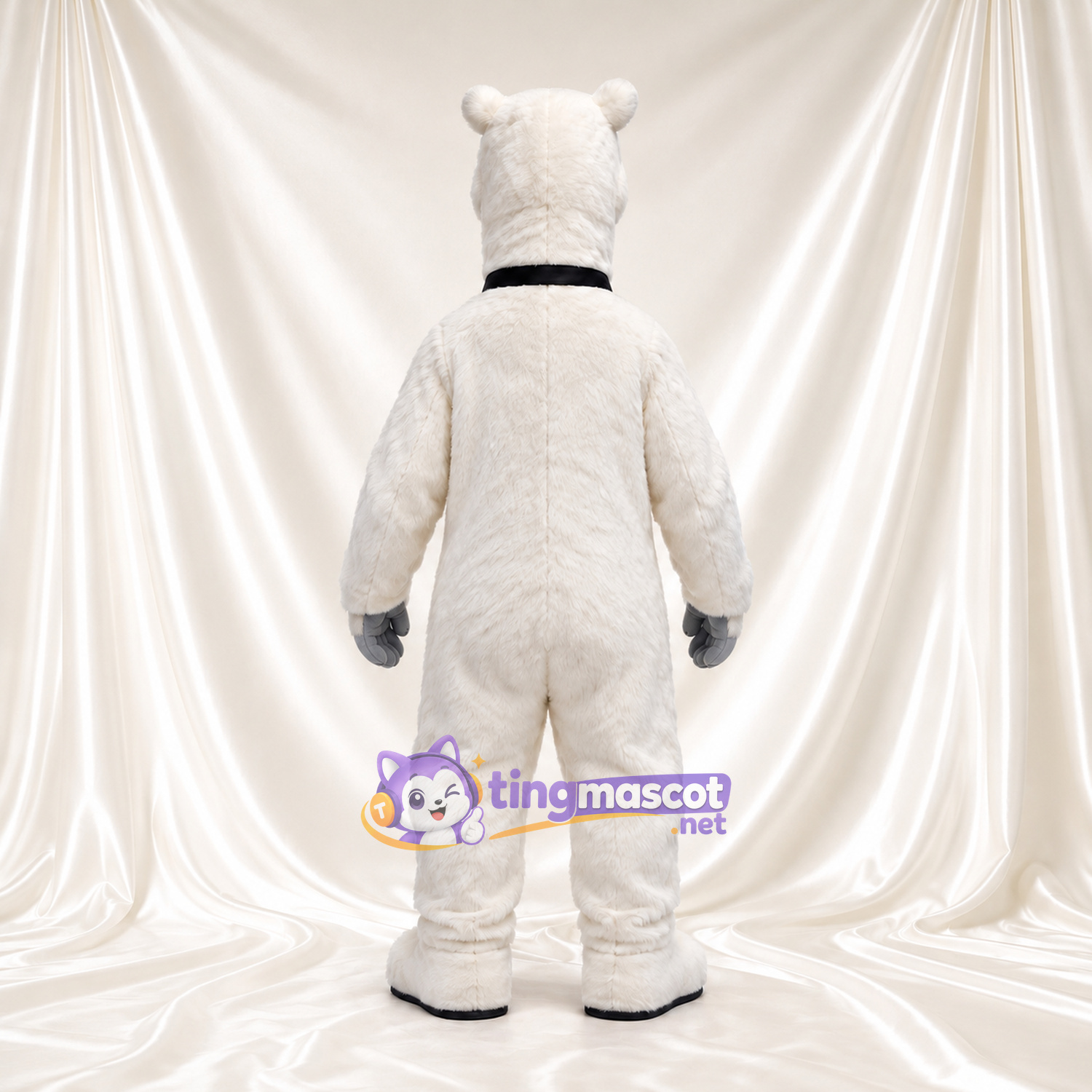 Costume de mascotte Alpaga – blanc – Cou (noir); Lunettes de soleil Costume de mascotte Alpaga – blanc – Cou (noir); Lunettes de soleil