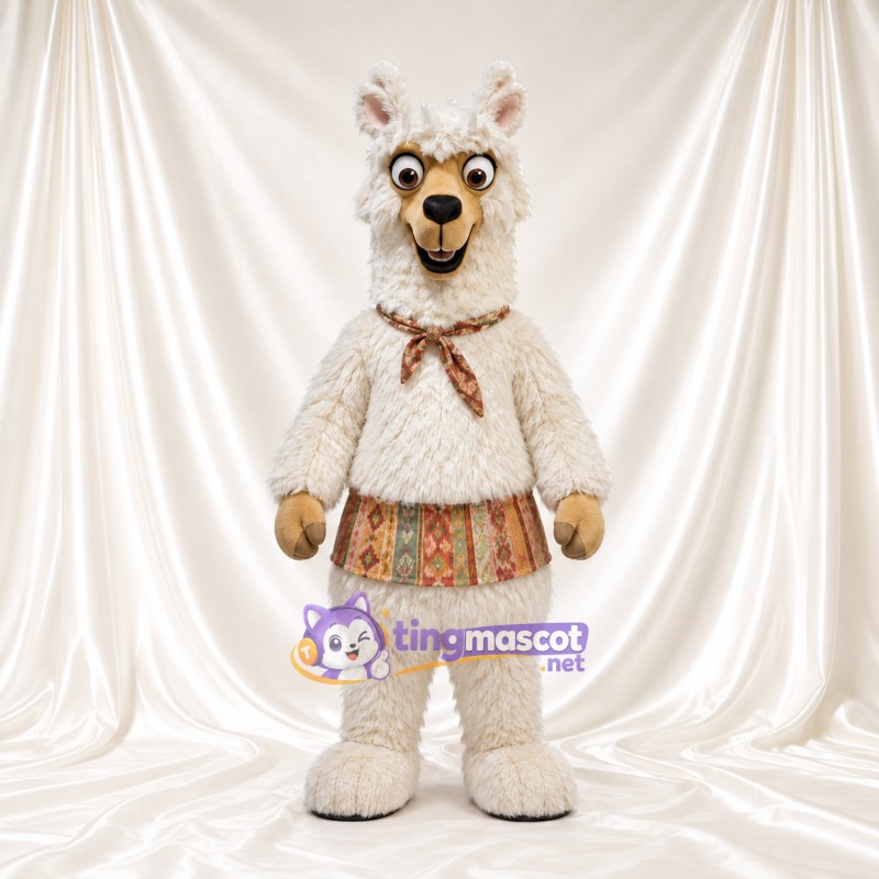 Maskottchenkostüm Lama – creme – Bund (gemustert) Maskottchenkostüm Lama – creme – Bund (gemustert)