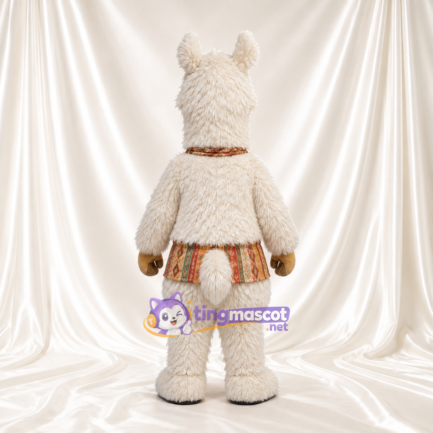 Maskottchenkostüm Lama – creme – Bund (gemustert) Maskottchenkostüm Lama – creme – Bund (gemustert)