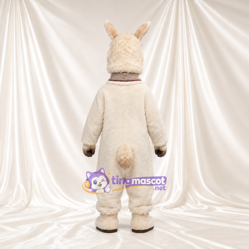 Maskottchenkostüm Lama – creme – Outfit; Kragen (braun) Maskottchenkostüm Lama – creme – Outfit; Kragen (braun)