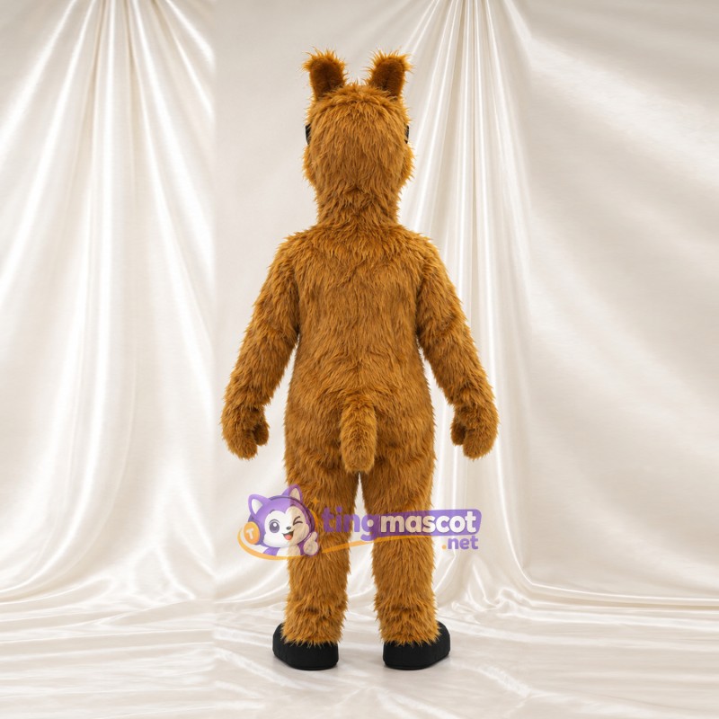 Maskottchenkostüm Lama – braun – Sonnenbrille (schwarz); Zottelfell Maskottchenkostüm Lama – braun – Sonnenbrille (schwarz); Zottelfell